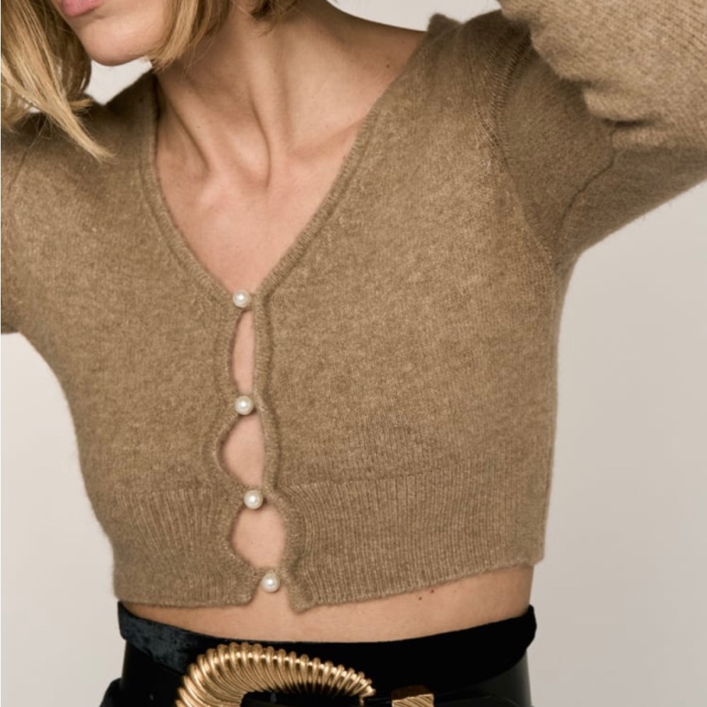 Zara Cropped Knit Cardigan